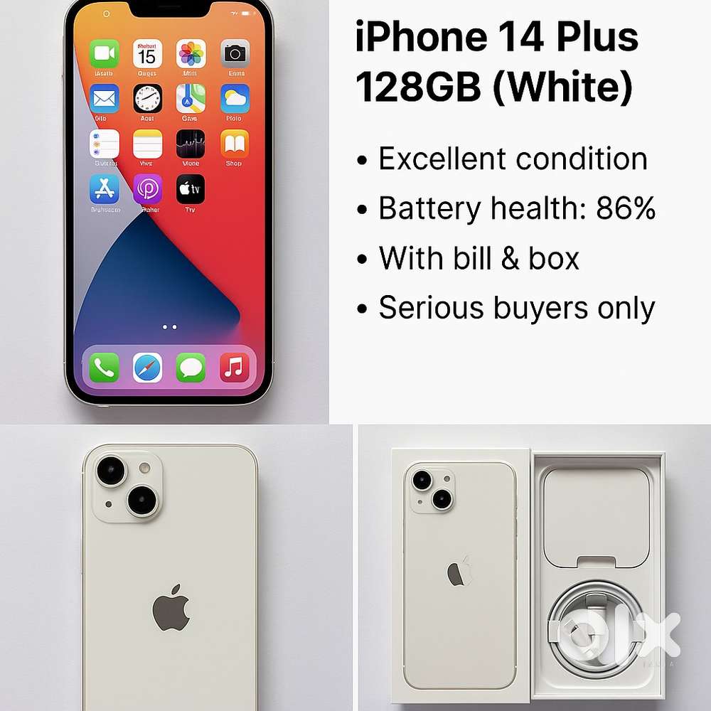 iPhone 14 Plus 128GB – Excellent Condition  Battery 86%  With Bill