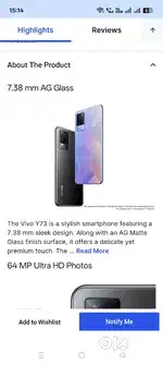 Vivo  y73 with box charger