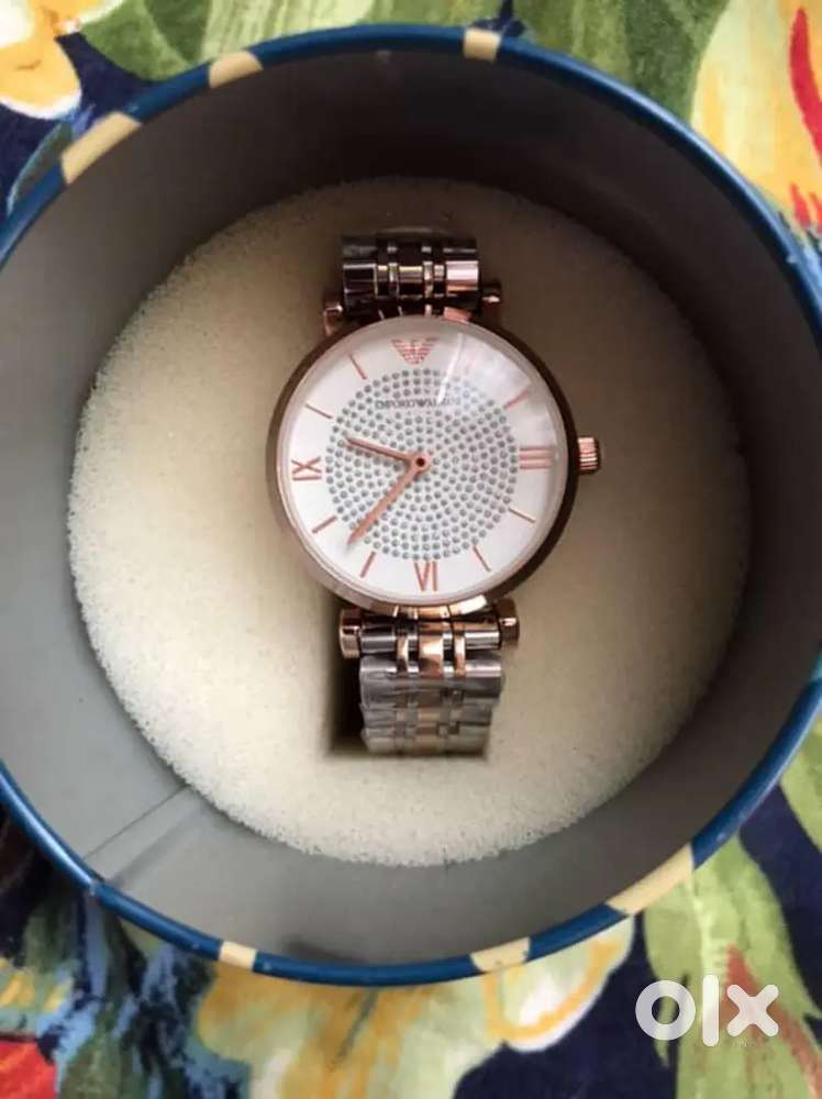 Emporio Armani Stainless Steel Gianni T-Bar Analog White Dial Watch