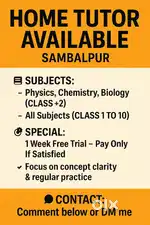 Home tuition for Class 1–10 & +2 Science (Physics, Chemistry, Biology)