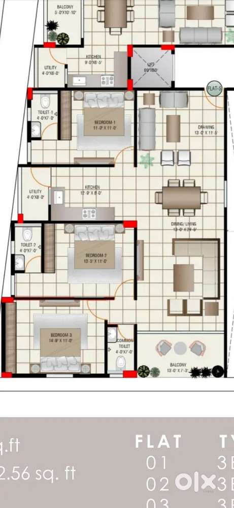 Ultra luxury ghmc approve 3bhk flat for sale Sabza coulony towlichowki