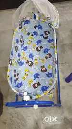 Mothertouch italio cradle, Animal Print, blue color with lock system
