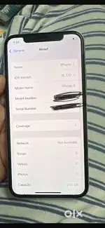 Iphone X (256gb, 100 battery ratio ,white )