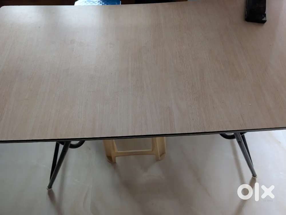 2 Wooden tables with iron legs
