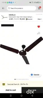 Bajaj brand new celling fan, 1200mm,2warrantys available, not used