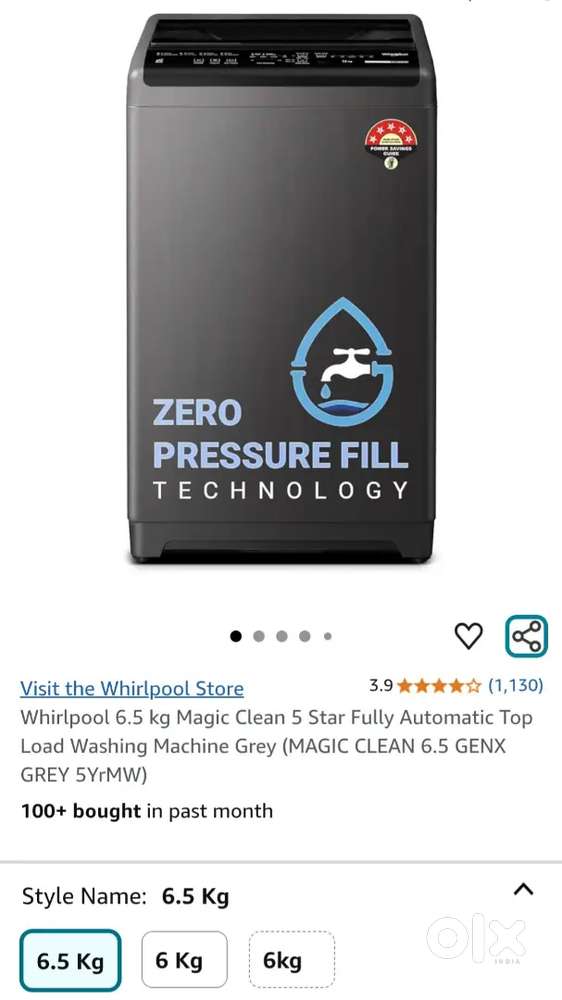 Whirlpool washing machine 6.5kg