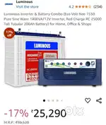 Luminous inverter with 200ah battery