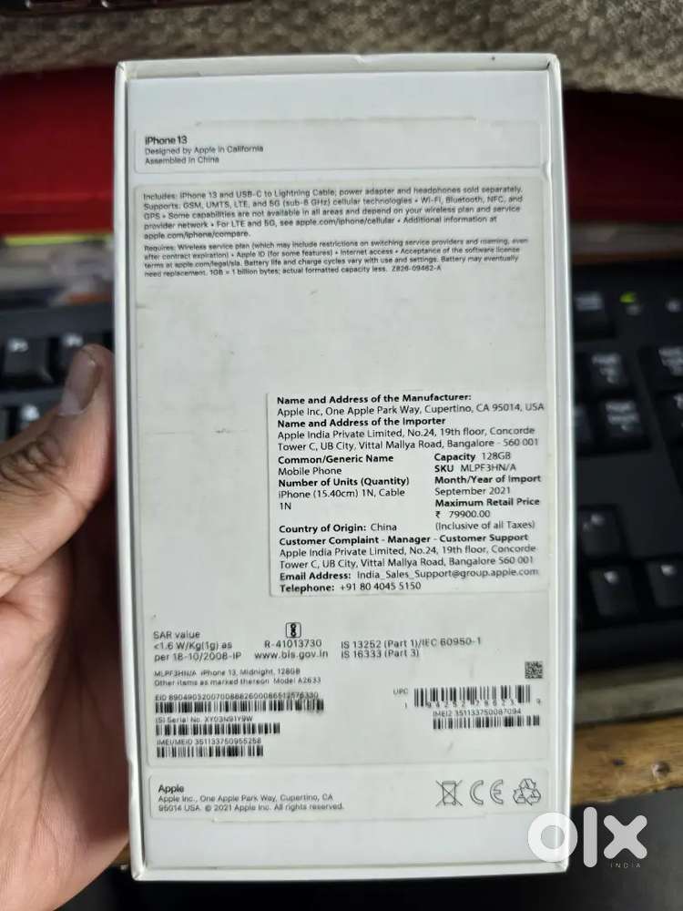 Apple I phone 13 midnight 128gb minor invisible pink line all ok fix
