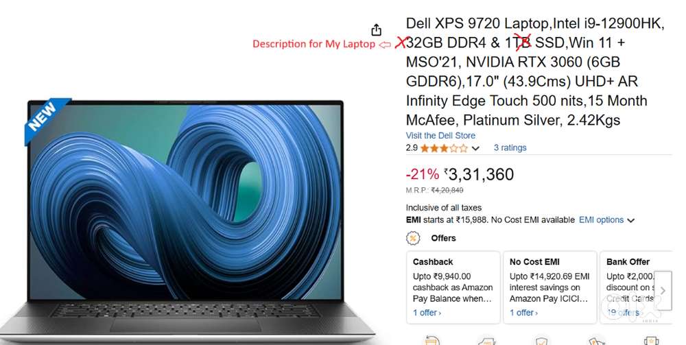 Dell XPS 17 i9, 64GB, 6GB Graphic. Better than Apple M1 MAX.