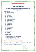 Banking all department Manager and executive