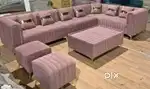 LUXURY L TYPE 7 SEATERS STRIPS MODEL SOFA AVAILABLE AT ZAMZAM FURNITUR