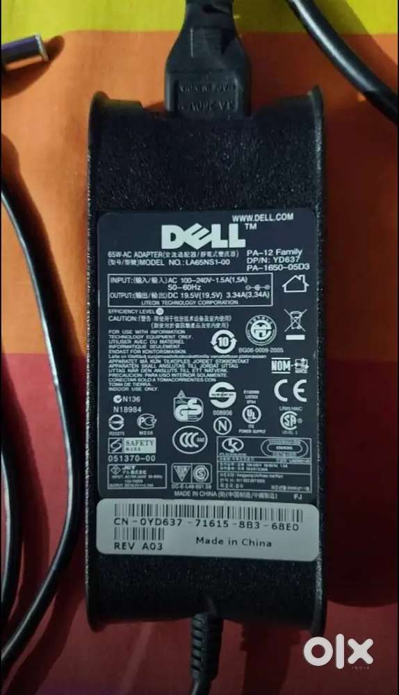 Dell original laptop charger 19.4V 65W with 7.4mm connector