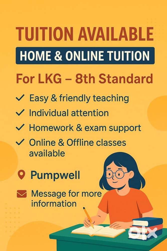 Home & online Tuition available LKG-8th std