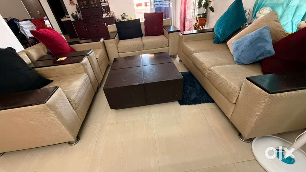 Sofa with Cushions and center table