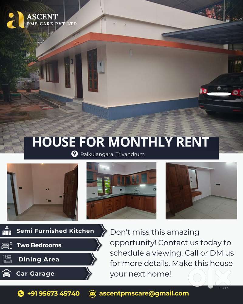 House For Rent Appooppan Kovil Road .Kavaradi,Palkulangara, Trivandrum
