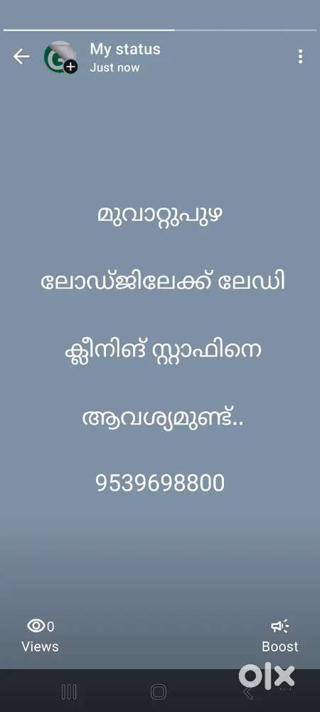 Lady cleaning staff needed at lodge in muvattupuzha