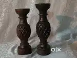 Antique pure sagon wood solid candle pillars