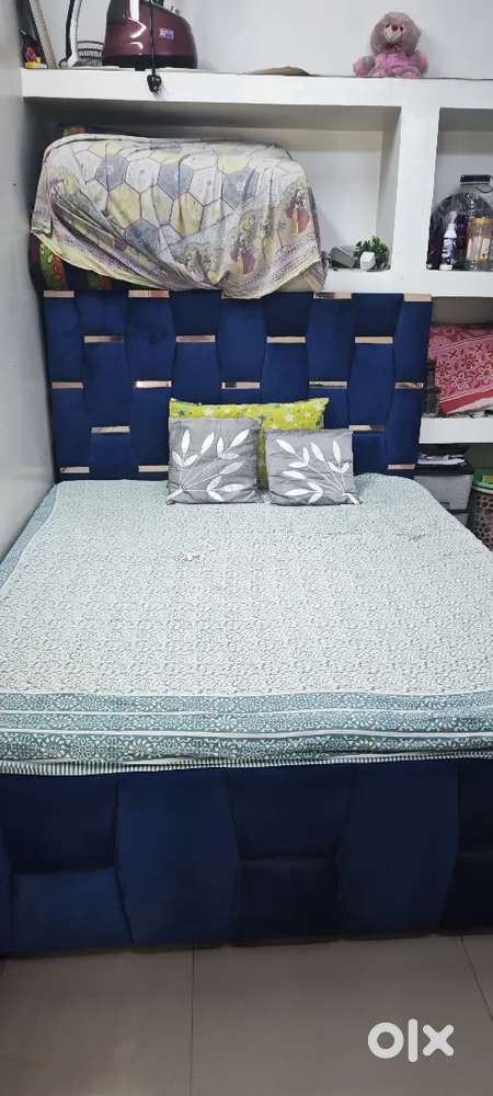 New Velvet bed latest design with storage