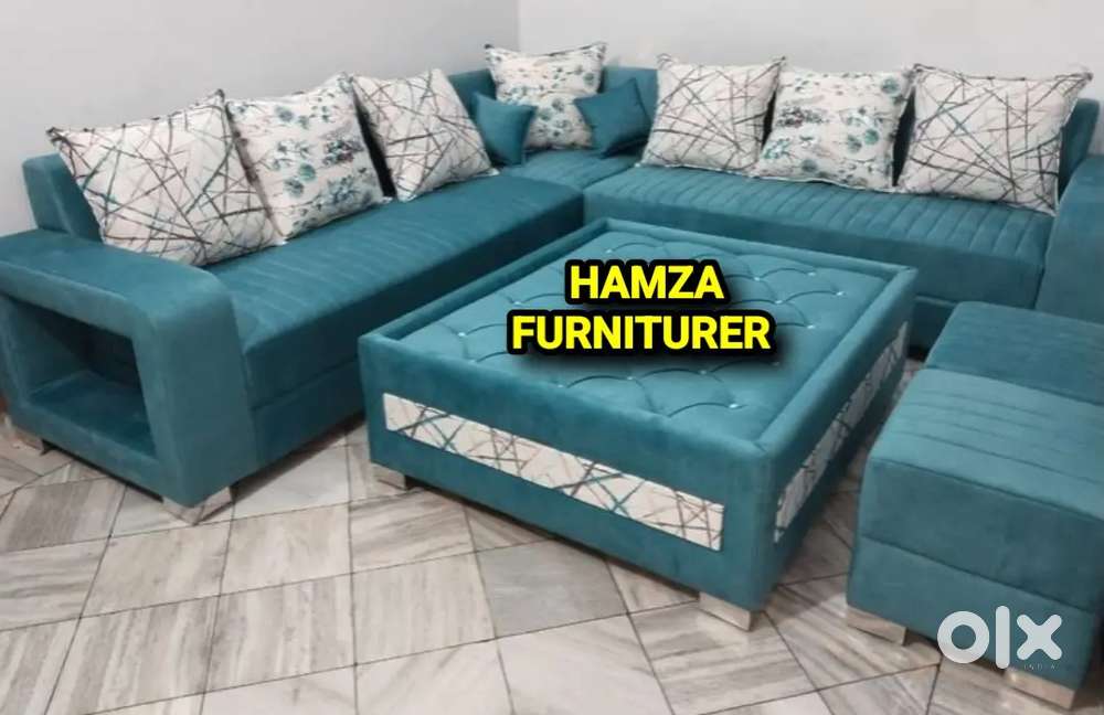 HAMZA FURNITURE New designer stylish look plywood L shape sofa set