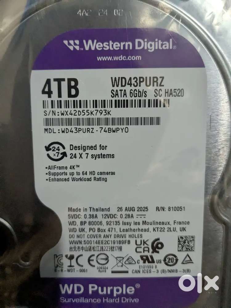 WD 4TB Surveillance Harddisk Under Warranty