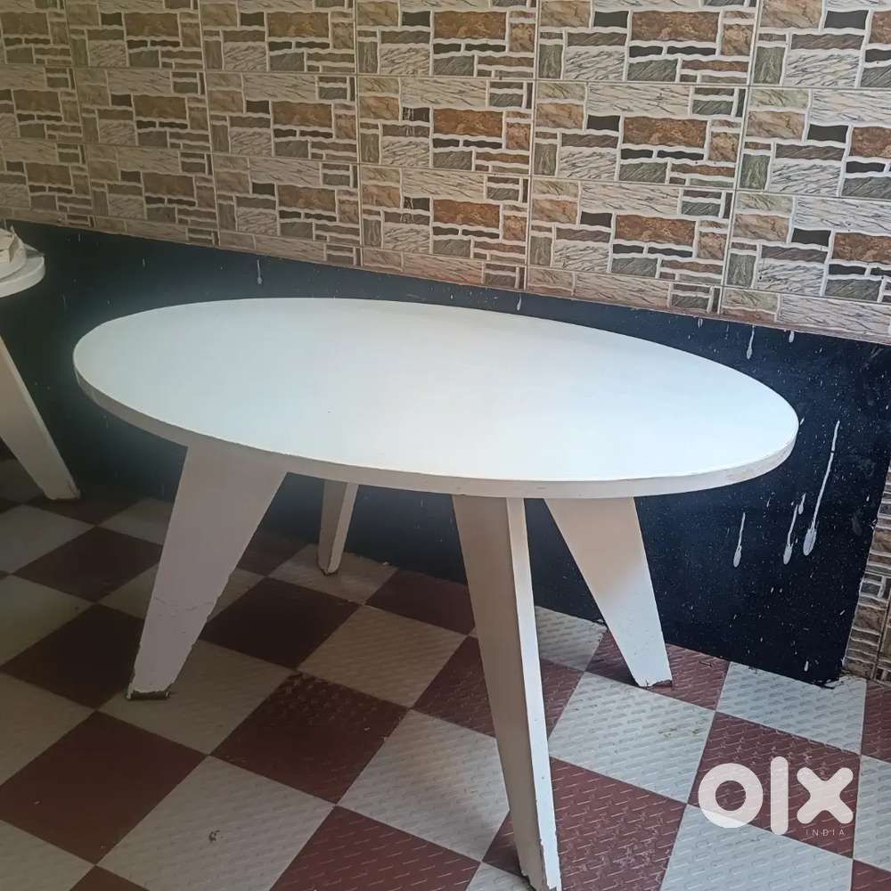 Dining Table - White Taiwan Wooden Glass