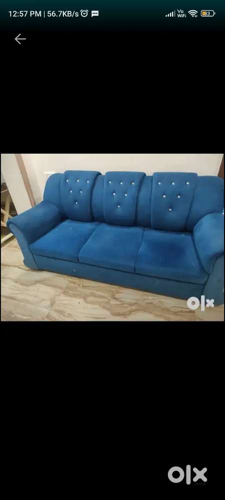 Sofa blue & double sofa with set