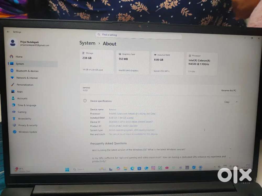 Lenovo laptop  newperfect condition