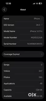 iPhone 14 pro 128 gb bettry health 83