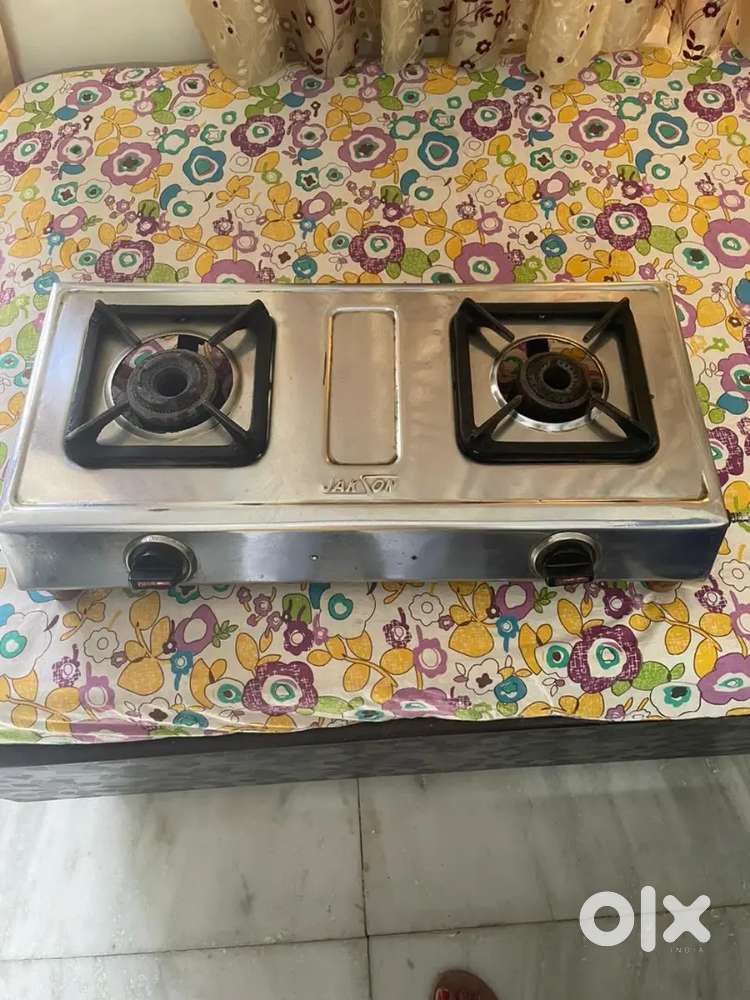 Steel gas stove with two burnes