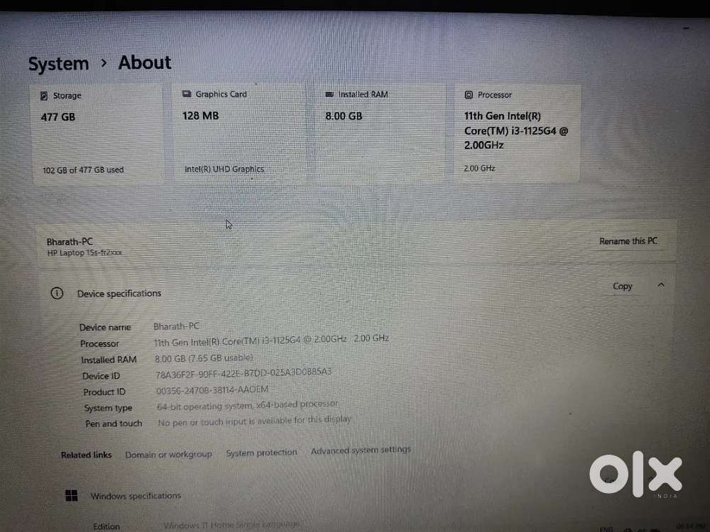 Hp 15S laptop for sale