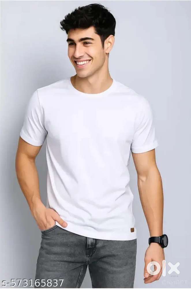 BLACKDEN BRANDEED 100% COTTON  wHITE T-SHIRT