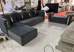 Black colour lounge sofa set with pillows in STARF FURNITURE