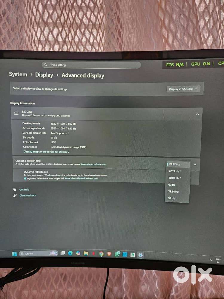 Samsung 27 inch Curved Display