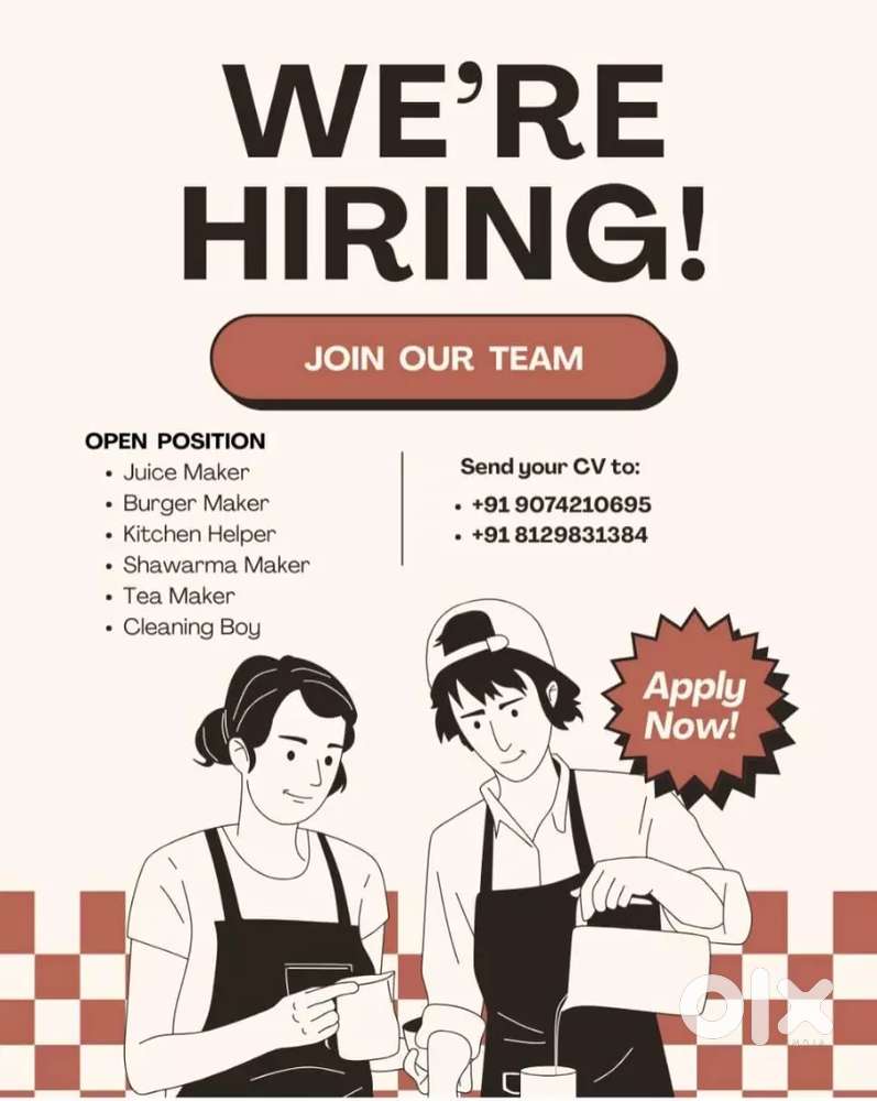 Hiring for cafeteria.