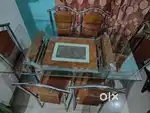 6 Seater Wooden Dining with Glass top in new condition