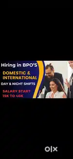 Domestic/International call centre job Day/night shift cab facility