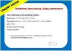 NURING TUTOR (Teaching Staff) Required