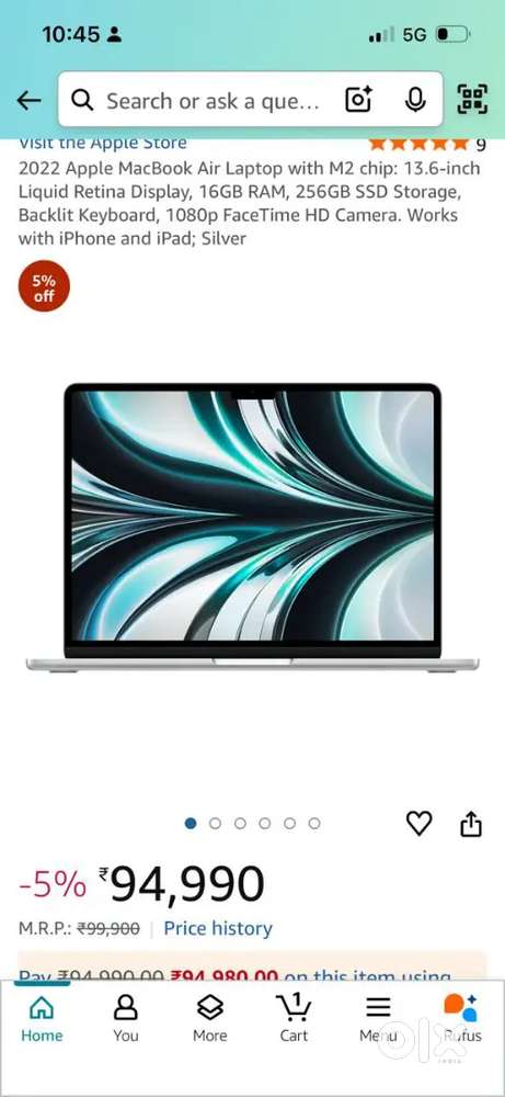 MacBook Air M2 16gb 256gb SSD  seal pack brand new