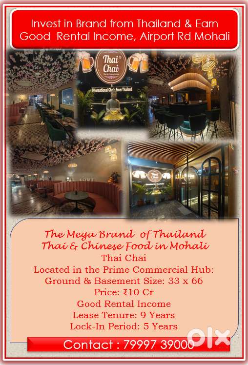 Invest for Rental in food brand from Thailand aon Airport Road Mohali