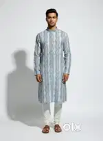 New Premium Mens knee length Pure Cotton Embroidery Kurta