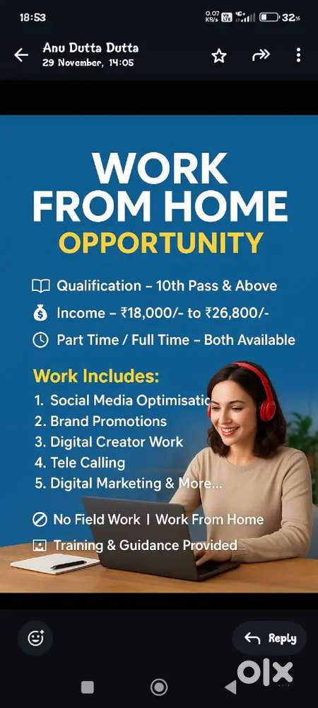 Work From Home Job  Part Time & Full Time Available