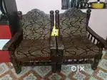 Black Wood sofa,two chair and one big one.