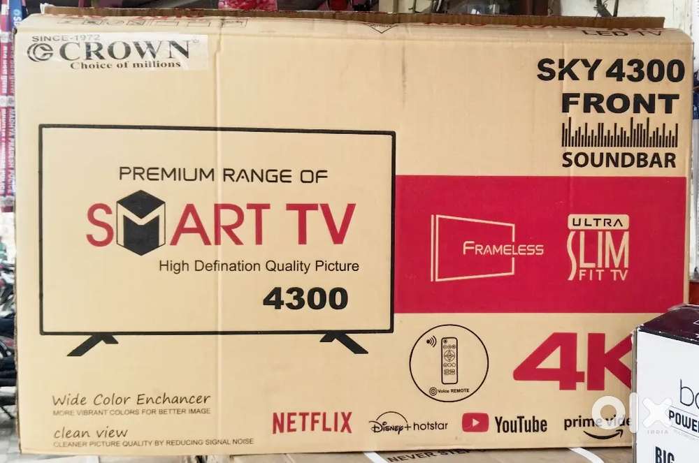 नया CROWN 43 Model SMART TV, होलसेल रेट पर सभी के लिए 1साल की वारंटी