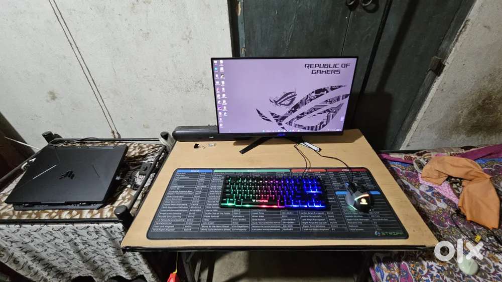 Full gaming setup with 22 inc monitor and asus tuf gaming laptop