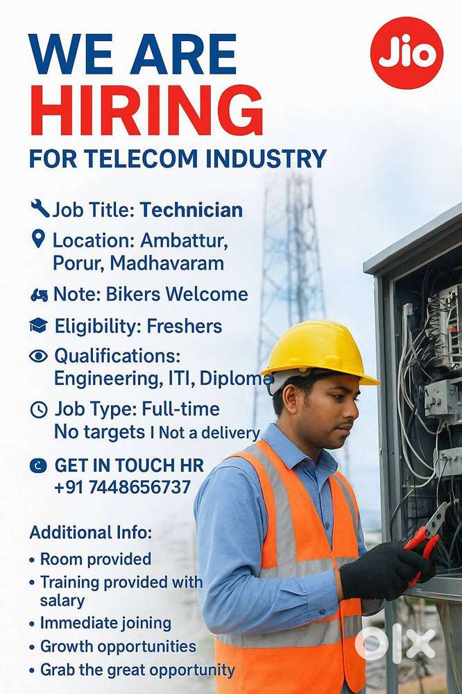 WE ARE HIRING FOR TELECOM INDUSTRY (  Technician )