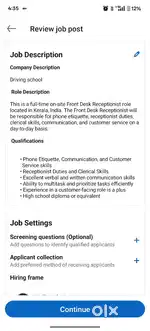 Front desk receptionist (female)