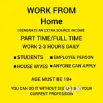 Work FROM HOME FOR STUDENTS, HOUSE WIFE AND JOB PERSONS