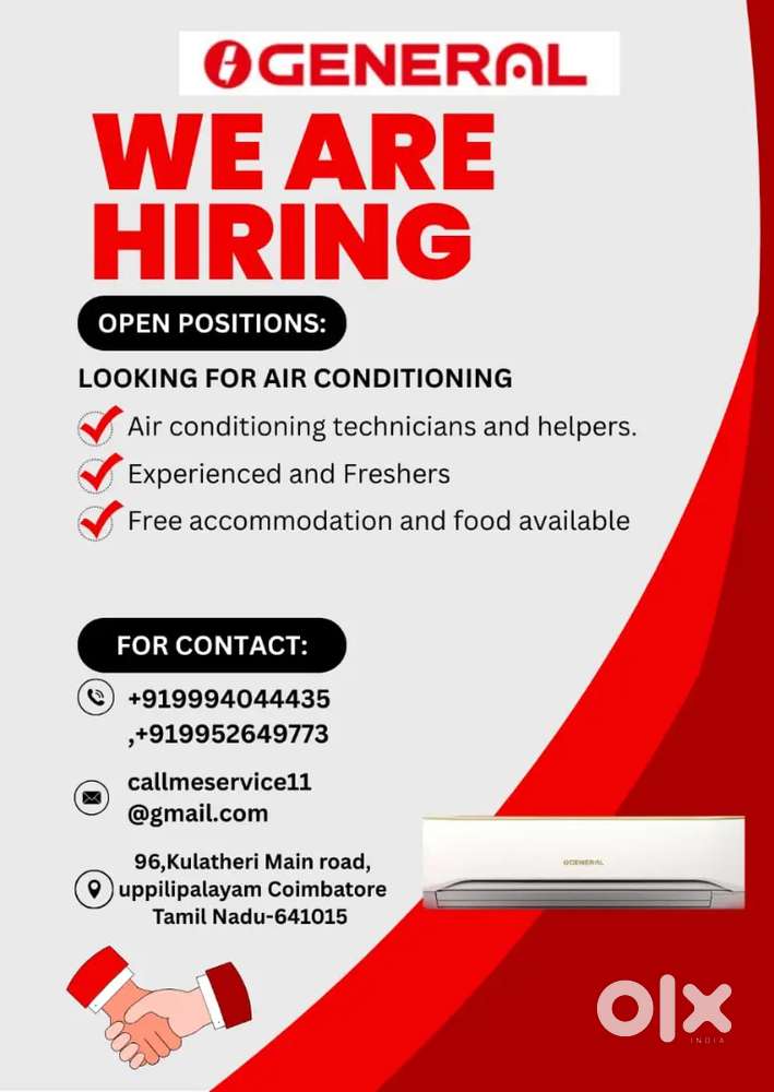Ac technicians wanted at coimbatore