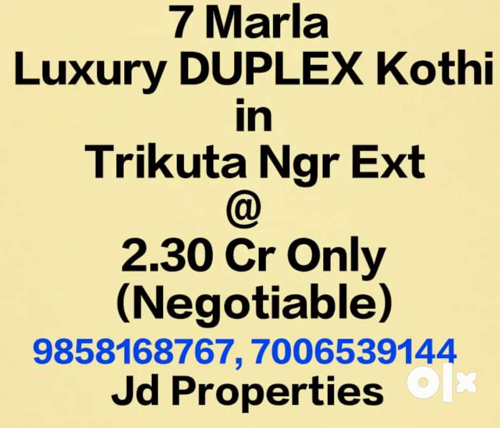 7 Marla New Luxury DUPLEX Kothi in Trikuta Ngr Ext at 2.30 Cr