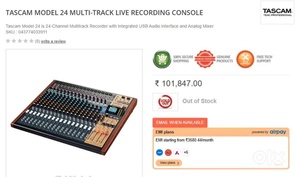 Tascam Model 24 Multi-Track Live Recording Console  only 80,000